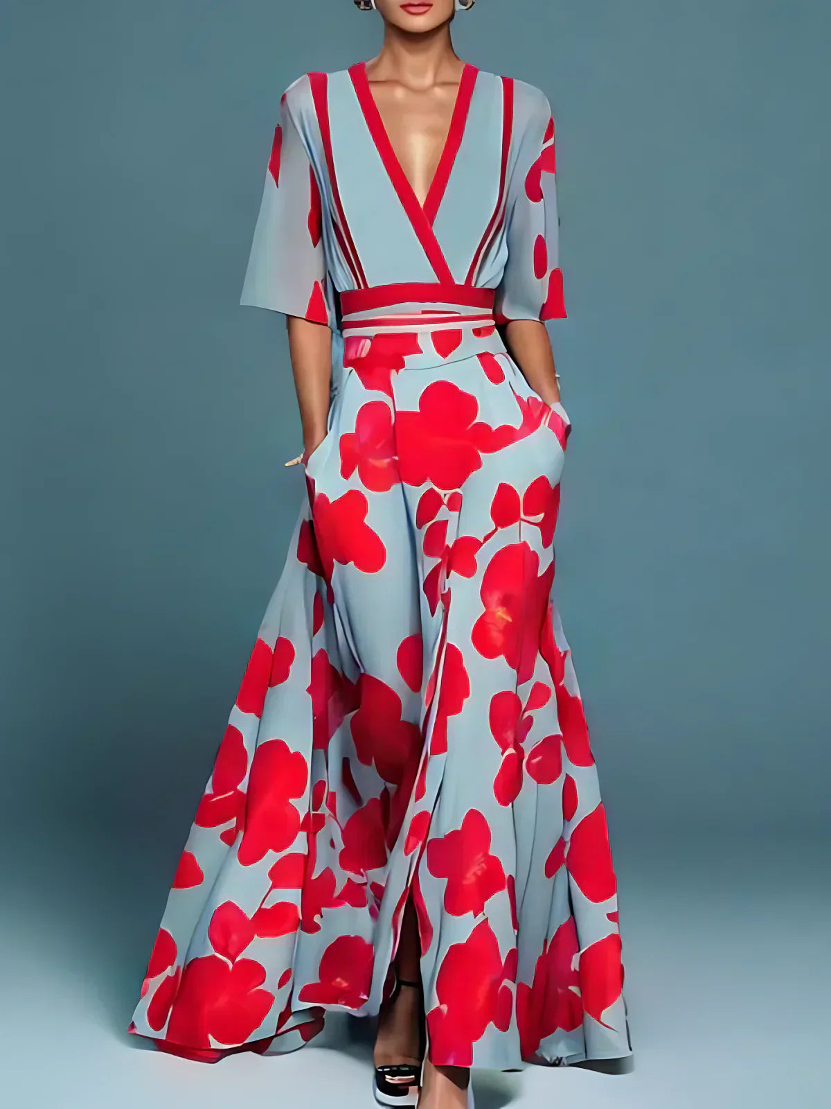 Elisan™ - Sophisticated Floral Pattern Dress