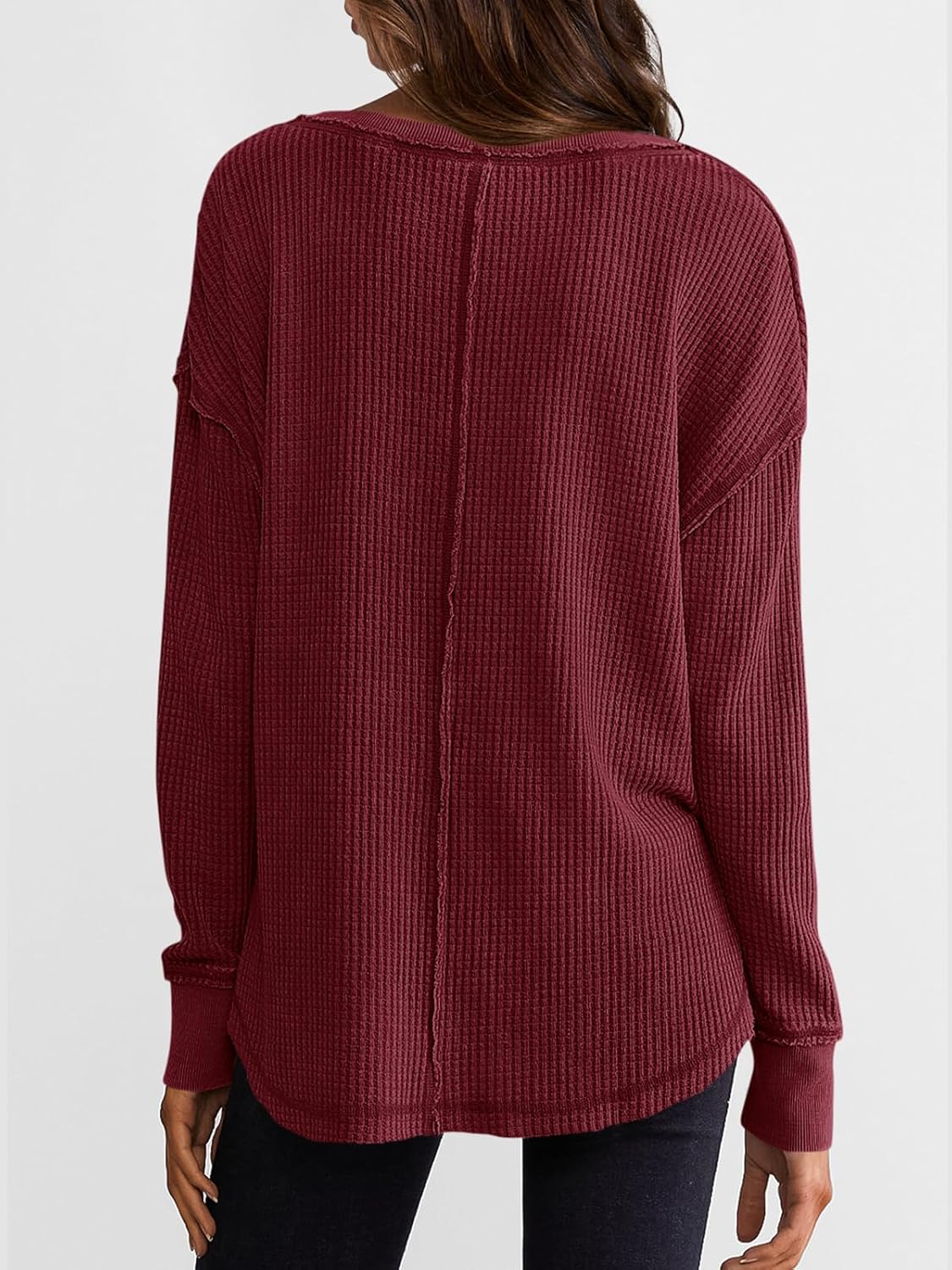 Cyrine™ | Waffle Knit V-Neck Pullover